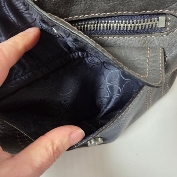 Fossil Purse Gray Blue Leather Hobo Boho Shoulder Bag PATINA FADE - Picture 16 of 16